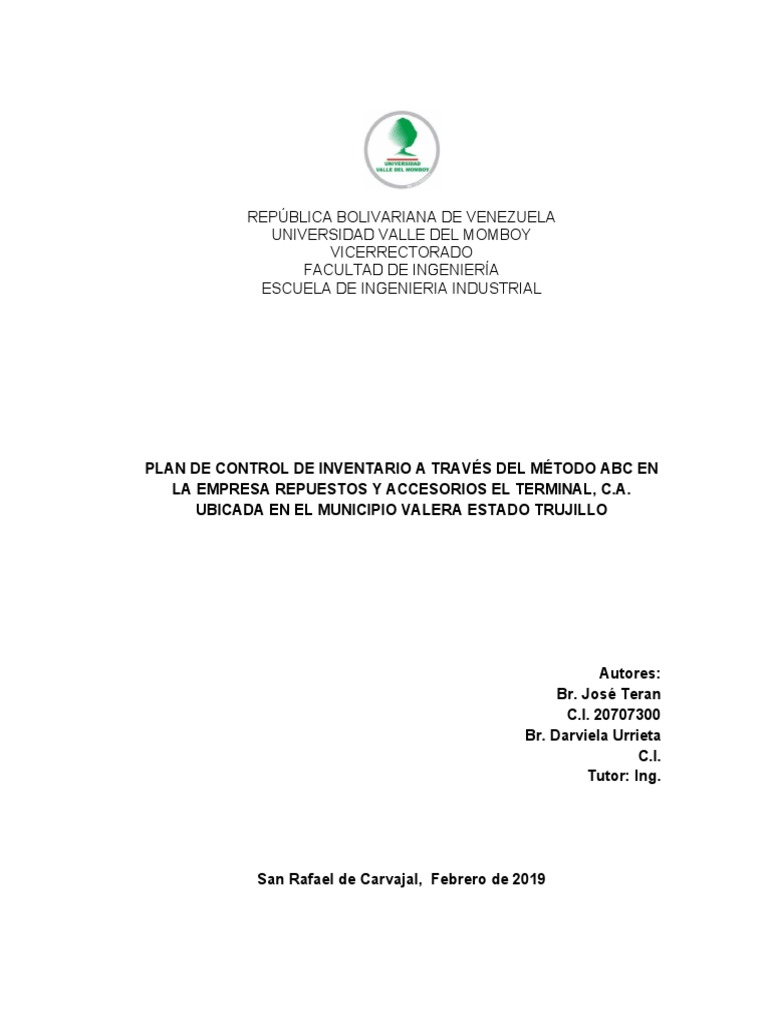 Propuesta de Inventario en RA - Jose Teran | PDF | Planificación ...