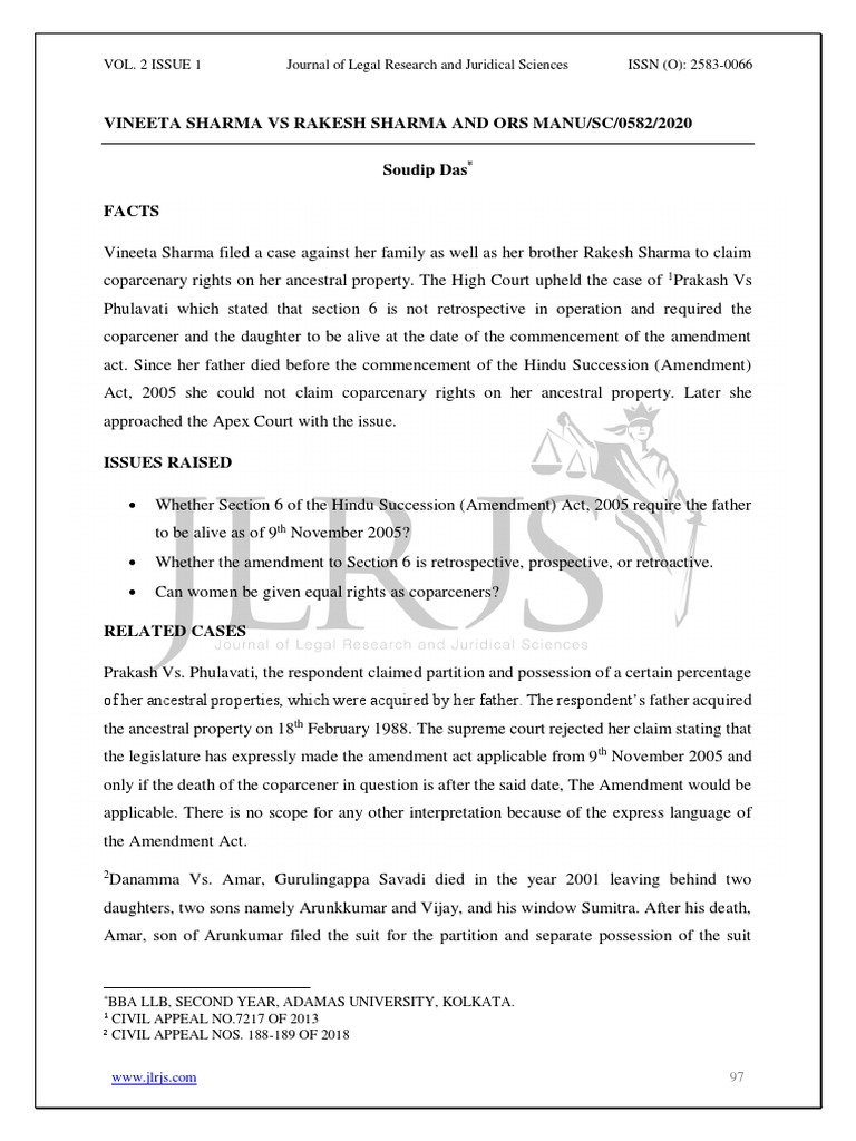 Vineeta Sharma Vs Rakesh Sharma and Ors Manu/Sc/0582/2020 PDF