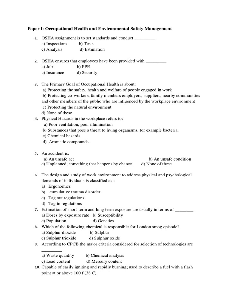 Occupational Health PDF Occupational Safety And Health Hazards