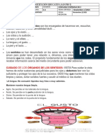 Los Cinco Sentidos: Institución Educativa San Pio X Consuelo Espinosa de C 6.1 Noviembre 2 /2021