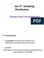 Chapter 2 : Sampling Distribution: - Sample Mean and Proportion