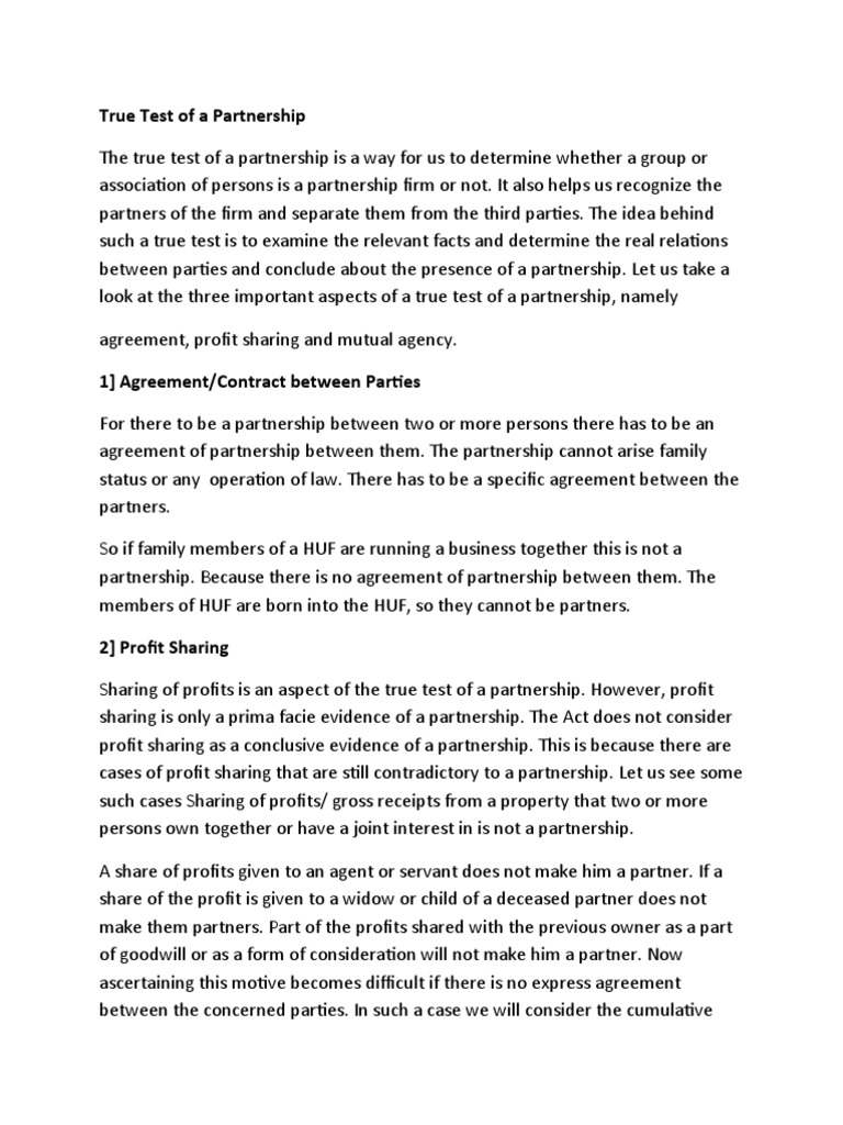 True Test of Partnership Explained | PDF | Guarantee | Partnership