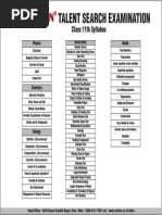 Talent Search Examination: Class 11th Syllabus