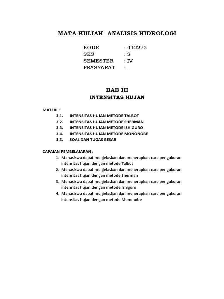 Metode Pengukuran Intensitas Hujan | PDF