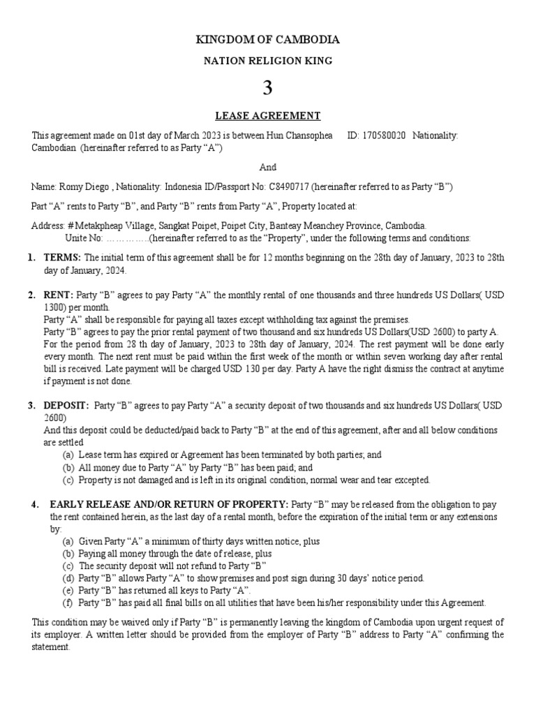 House Rent Contract Edited PDF Lease Legal Liability
