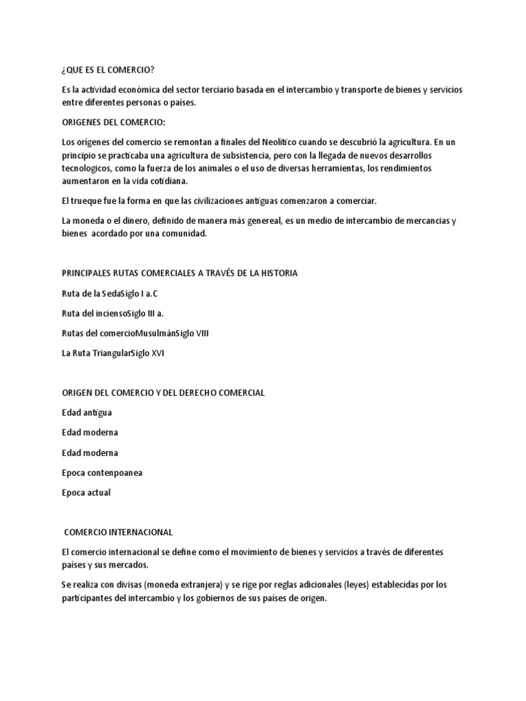 Historia y Importancia del Comercio | PDF | Viajes y turismo