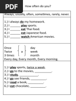 How Often Do You Worksheet