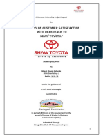 A Study On Customer Satisfaction With Reference To Shaw Toyota