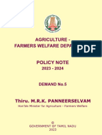 Tamil Nadu Agriculture Budget 2023 - 24