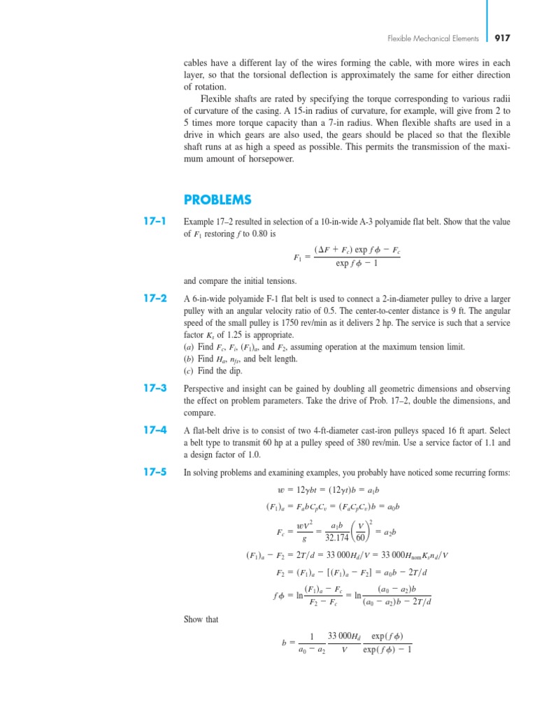 Problems: Flexible Mechanical Elements 917 | PDF | Belt (Mechanical ...