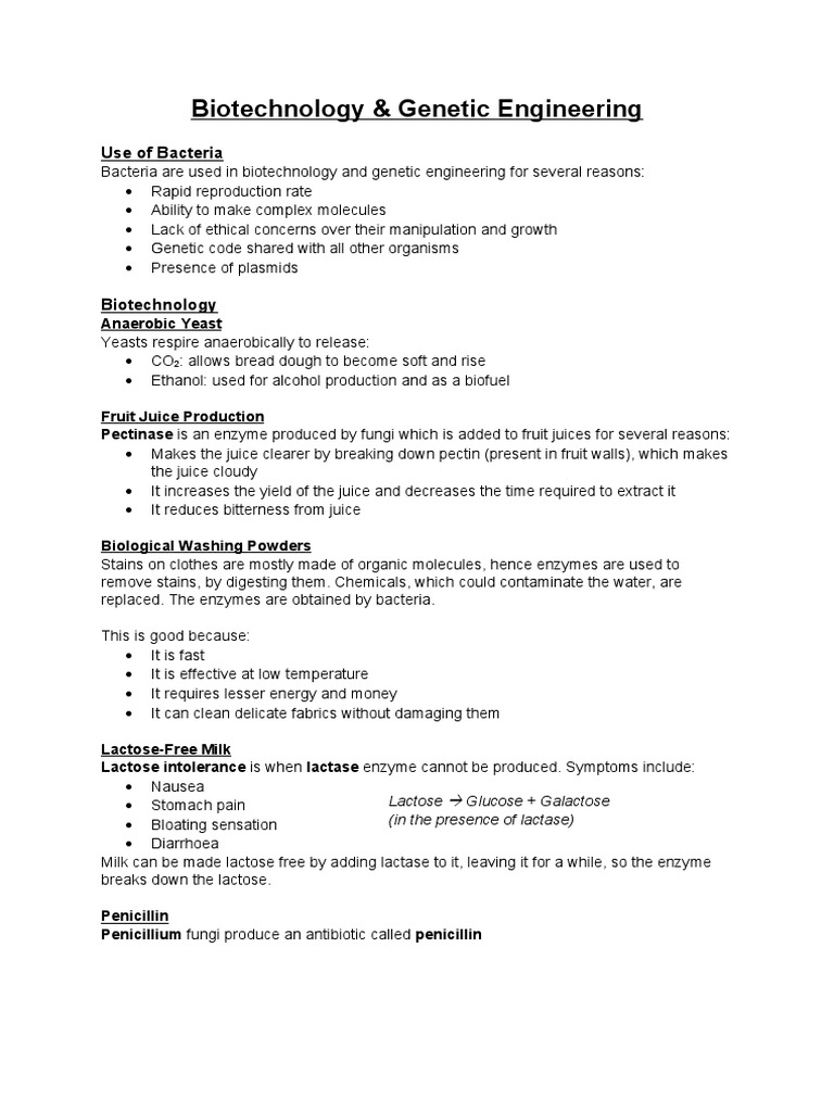 Biotechnology & Genetic Engineering Uses | PDF | Recombinant Dna ...