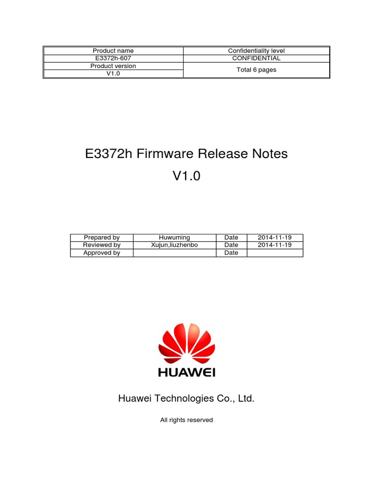 E3372h-607 Firmware Release Notes V1.0 | PDF
