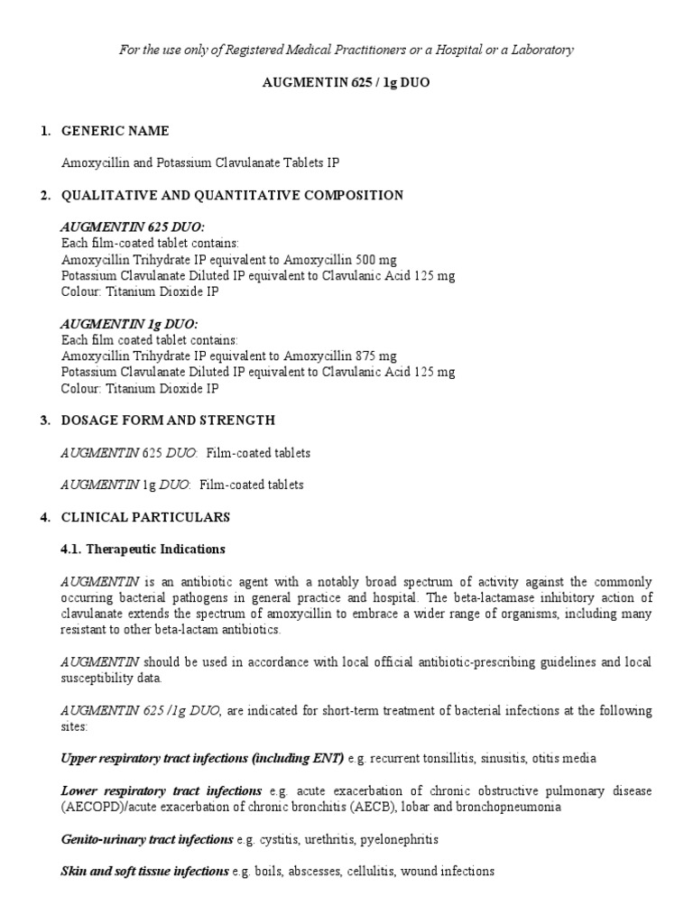 Augmentin Duo Tablets | PDF | Beta Lactamase | Gram Negative Bacteria