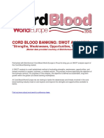 Cord Blood Banking: Swot Analysis: "Strengths, Weaknesses, Opportunities, Threats"