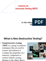 Lecture On Non Destructive Testing (NDT) : by Dr. Md. Rafiquzzaman Iem, Kuet