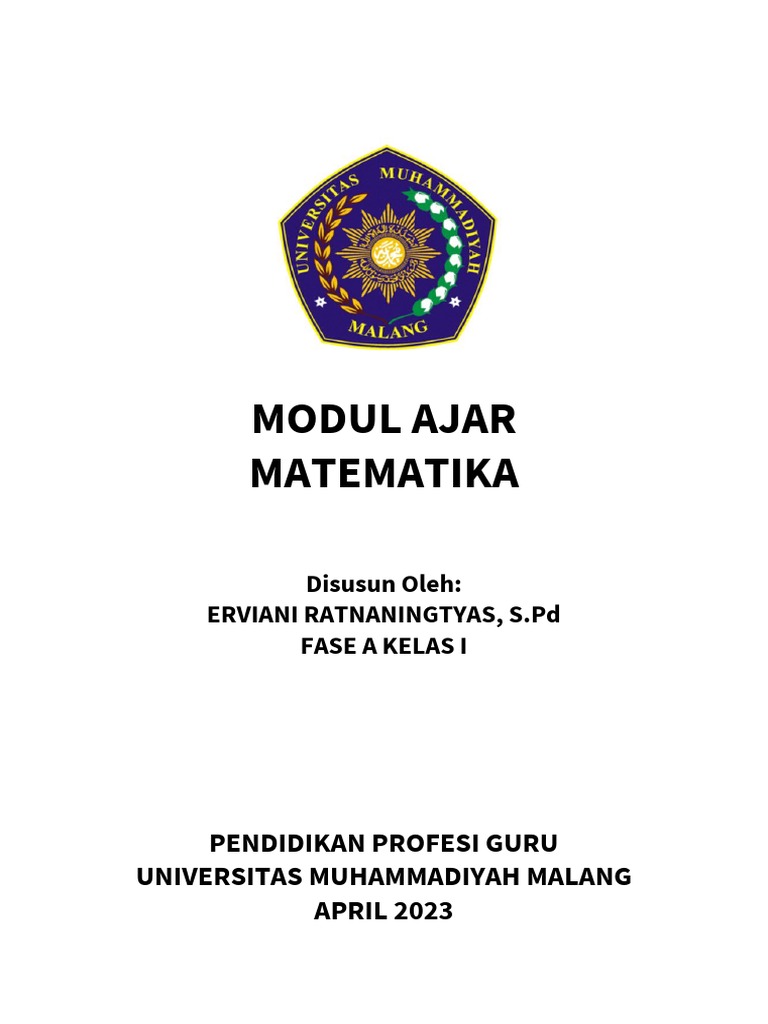 Modul Ajar Matematika Kelas 1 SD | PDF | Karier & Perkembangan | Seni