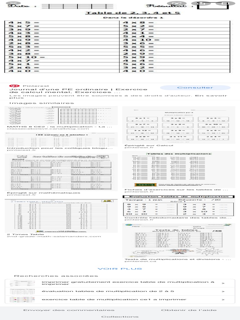 Test table 2 3 4 ce2 recherche google pdf