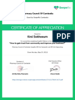 Certificate of Appreciation: Krol Sokhoeurn Krol Sokhoeurn