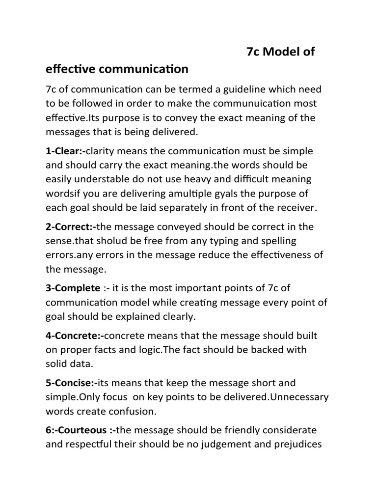 7c Model of Effective Communication | PDF