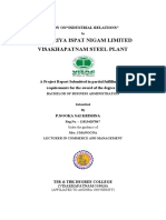 Rashtriya Ispat Nigam Limited Visakhapatnam Steel Plant: A Study On"Industrial Relations"