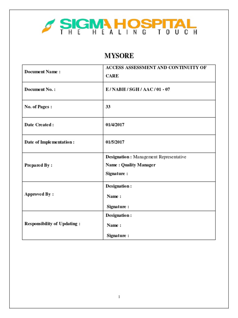 Access Assessment and Continuity of Care Download Free PDF Patient