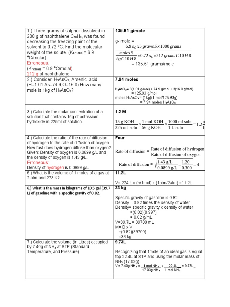 Chem PDF Nitric Acid Mole (Unit)