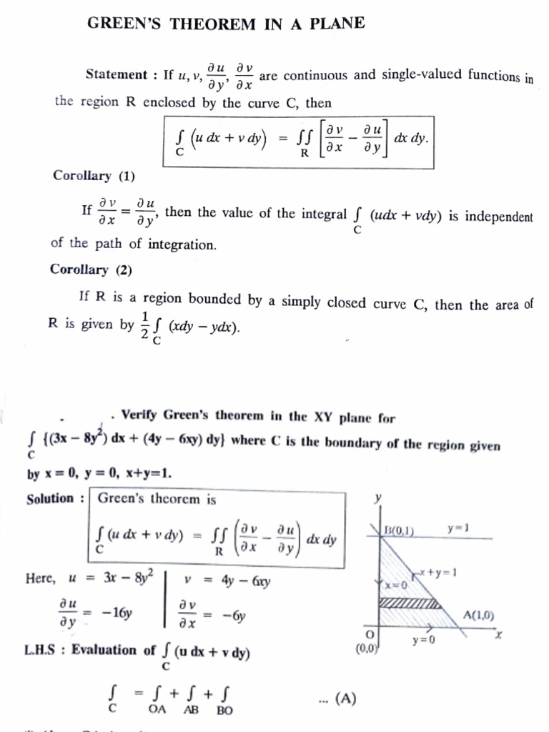 Greens Theorem And Its Verification