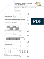 Soal UTS Matematika Kelas III Semester 2 Tahun Ajaran 2018/2019