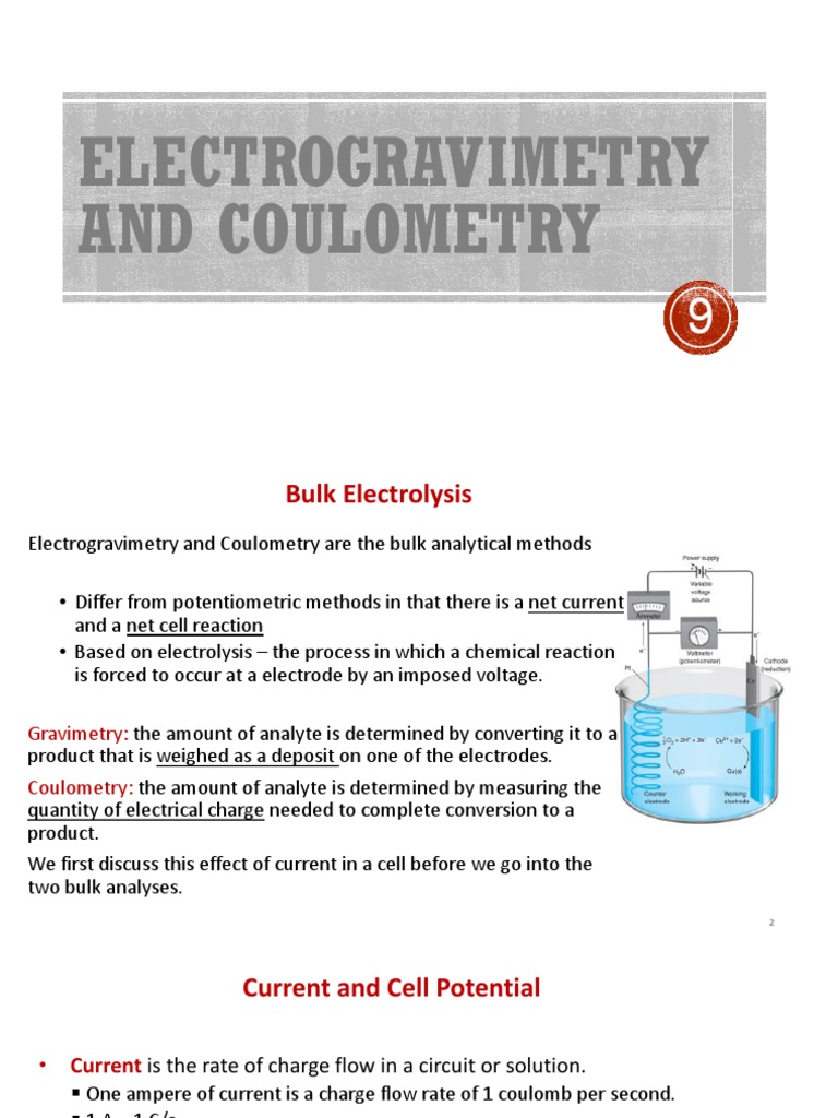 9 Electrogravimetry and Coulometry AY2223S2 PDF Chemical