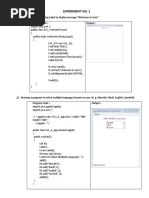 Experiment No. 1: 1) Develop A Program Using Label To Display Message "Welcome To Java" Program Code:-Output