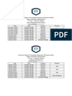 MBA 2nd Year 1st Semester Schedule