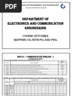 Department of Electronics and Communication Engineering: Course Outcomes Mapping Co With Po and Pso