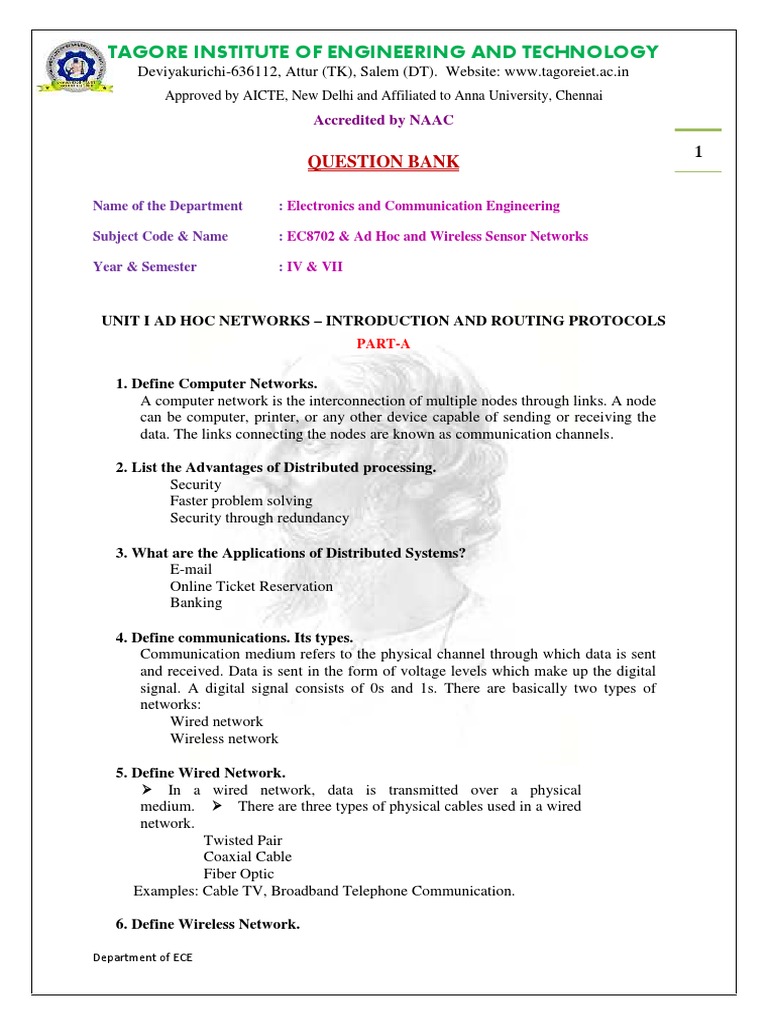 Tagore Institute of Engineering and Technology: Question Bank | PDF ...