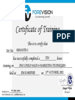 Certificate of Training in FMCG Sales & Marketing