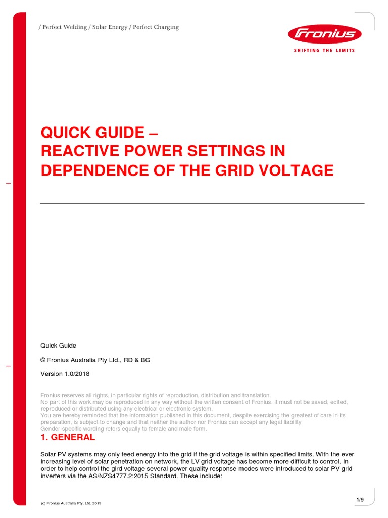 How To Set Reactive Power On Fronius Inverters PDF Electrical Grid