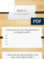 Quiz # 2: Statistics and Probability