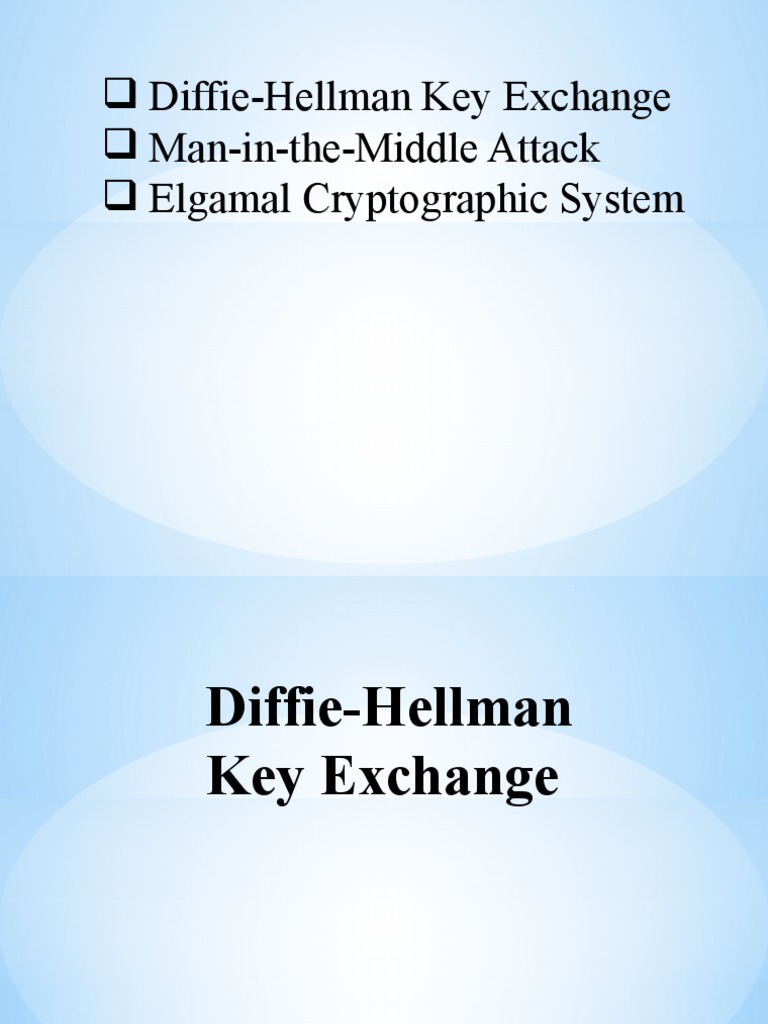 Diffie-Hellman Key Exchange Man-in-the-Middle Attack Elgamal ...