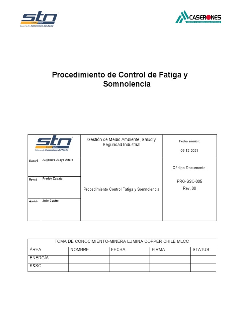 Control de Fatiga y Somnolencia Laboral | PDF | Dormir | Conduccion termica
