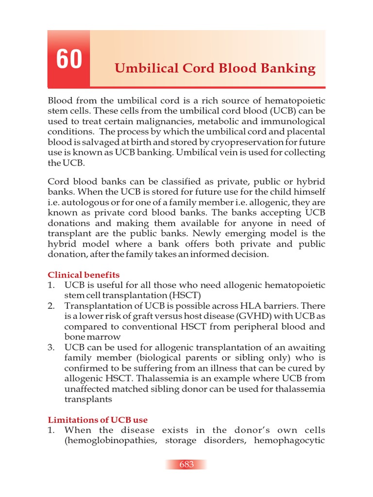 Umbilical Cord Blood Banking: Clinical Benefits | PDF | Hematopoietic ...