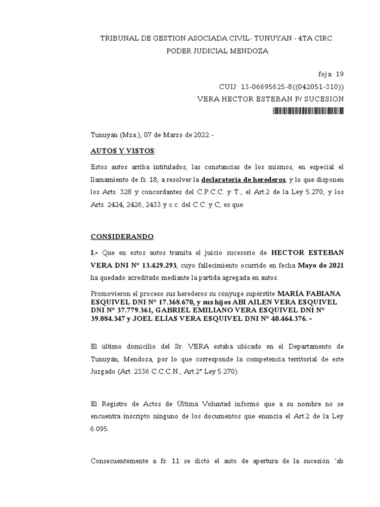 Declaratoria de Herederos | PDF | Gobierno | Justicia