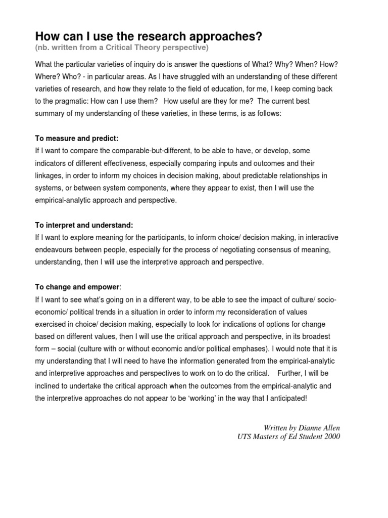 How Can I Use The Research Approaches | PDF | Understanding | Decision ...