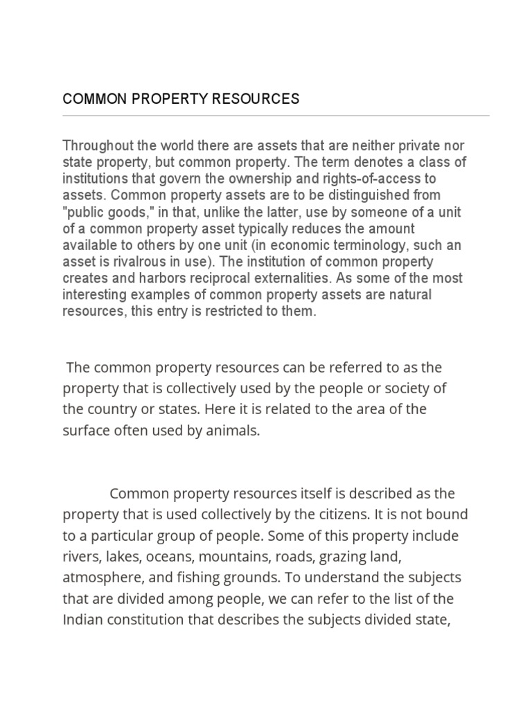 Common Property Resources PDF