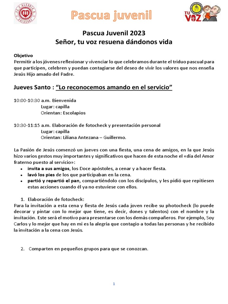 Pascua Juvenil 2023: Reflexión y Servicio | PDF | Jesús | Amor