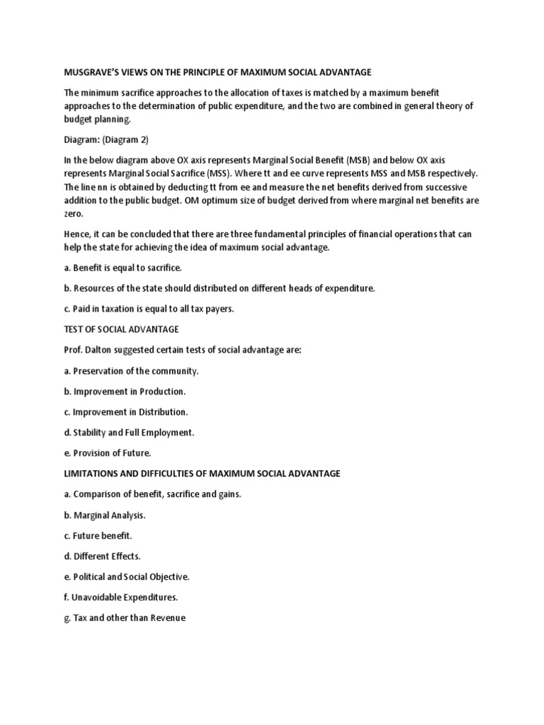 Musgrave's Principle of Maximum Social Advantage | PDF | Finance ...