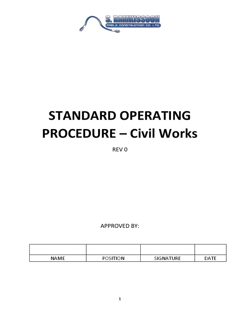 Standard Operating Procedure - Civil Works | PDF | Concrete | Quality ...
