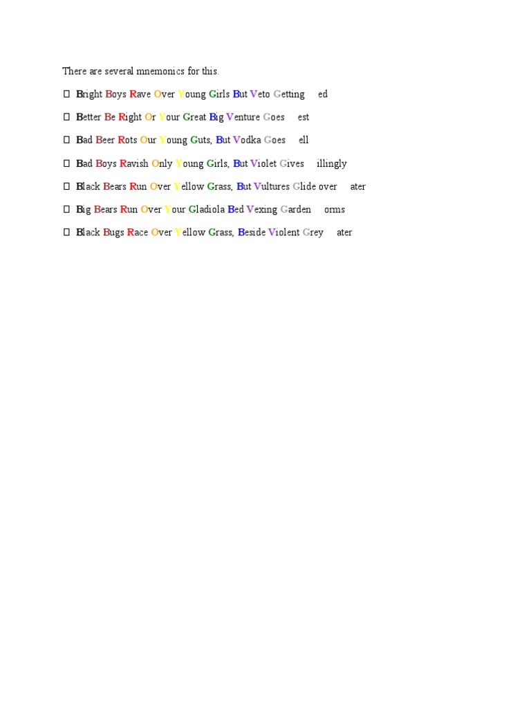 Mnemonics for Memorization | PDF
