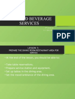 Food and Beverage Services: 2 Semester S.Y. 2022-2023