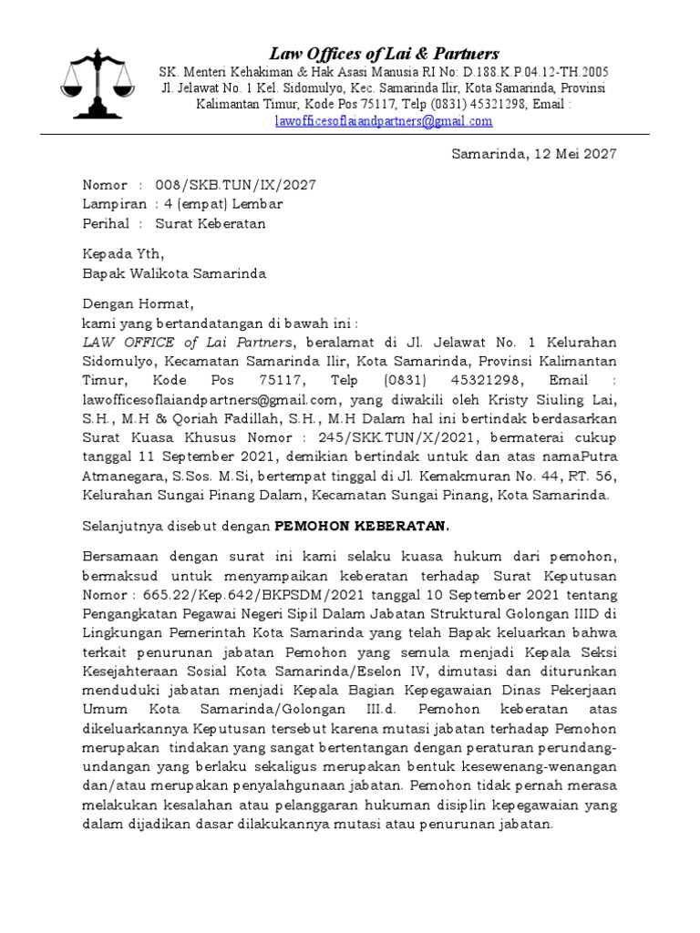 Surat keberatan pdf