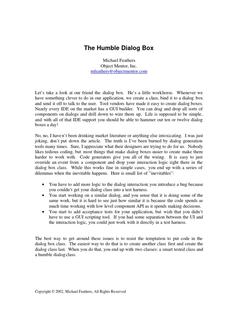 The Humble Dialog Box | PDF | Graphical User Interfaces | Software ...