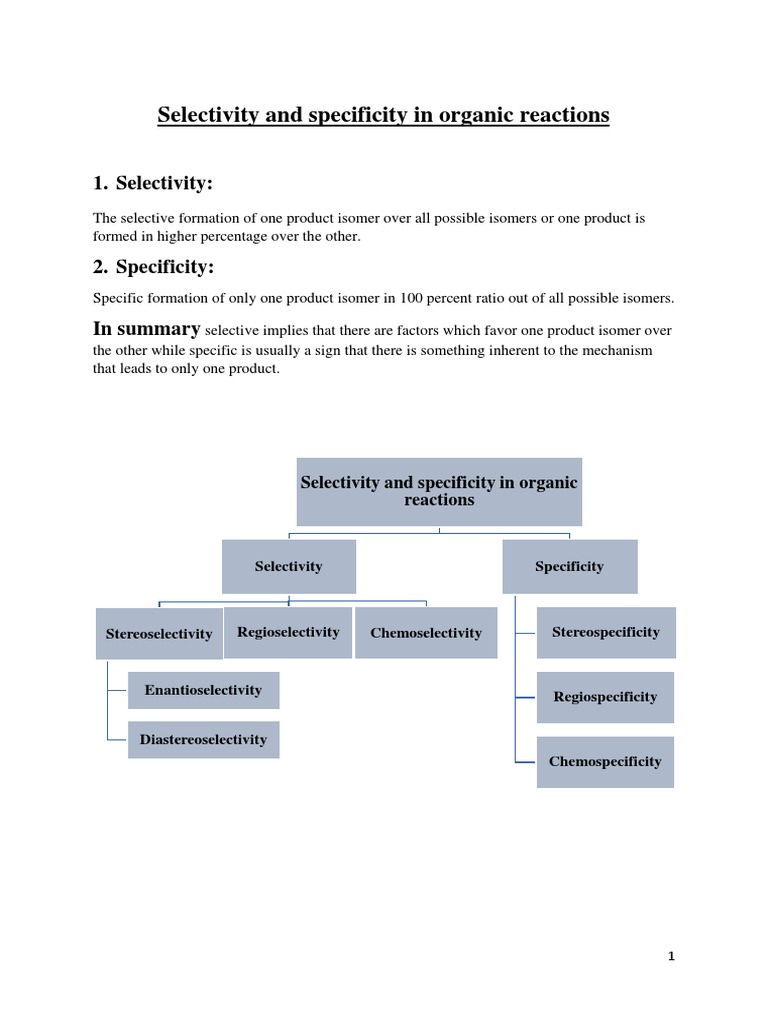 Selectivity & Specificity | PDF | Chemical Reactions | Organic Chemistry